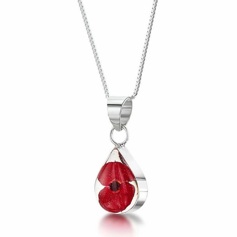 Shrieking Violet Sterling Silver Poppy Small Oval Necklace