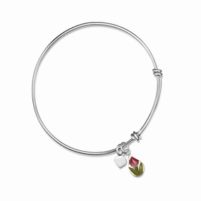 Shrieking Violet Sterling Silver Rose Bud Circle Adjustable Bangle D