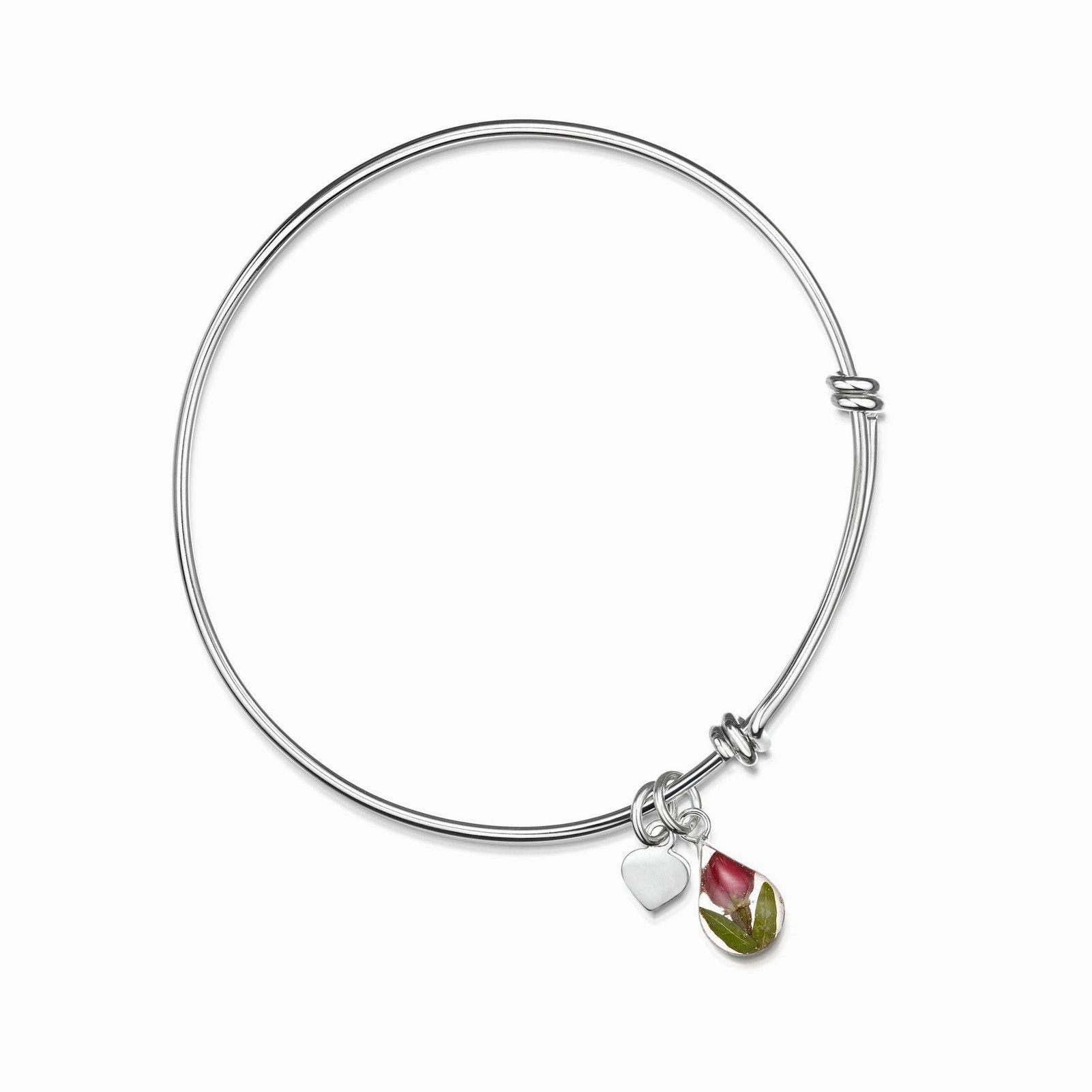 Shrieking Violet Sterling Silver Rose Bud Circle Adjustable Bangle D