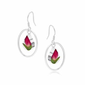 Shrieking Violet Sterling Silver Rose Hoop Drop Earrings D