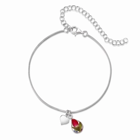 Shrieking Violet Sterling Silver Rose Teardrop Charm Anklet Bracelet