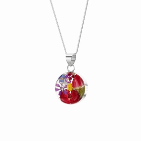 Shrieking Violet Sterling Silver Round Mixed Flower Necklace