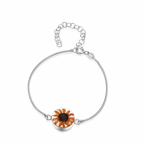 Shrieking Violet Sterling Silver Round Sunflower Charm Bracelet