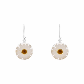 Shrieking Violet Sterling Silver White Daisy Drop Earrings
