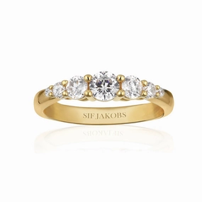 Sif Jakobs Belluno 18ct Gold Plated Sterling Silver White Zirconia Band Ring