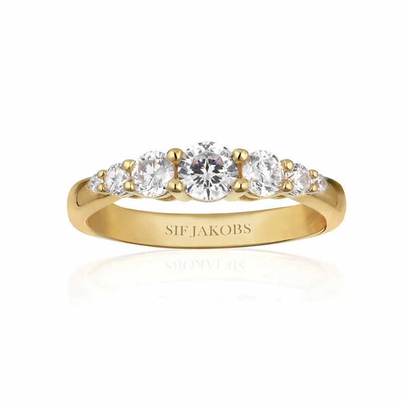 Sif Jakobs Belluno 18ct Gold Plated Sterling Silver White Zirconia Band Ring