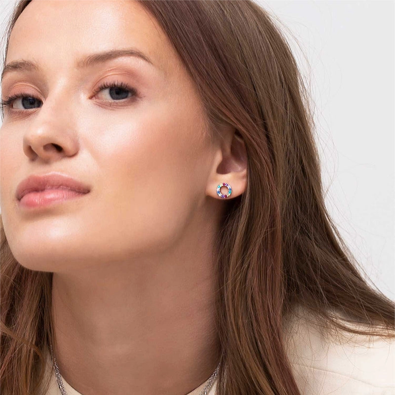 Sif Jakobs Biella Sterling Silver Multicolour Zirconia Piccolo Stud Earrings