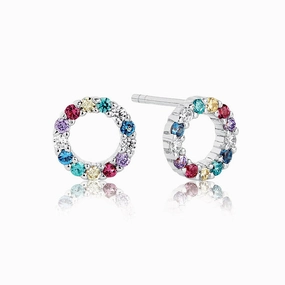 Sif Jakobs Biella Sterling Silver Multicolour Zirconia Piccolo Stud Earrings