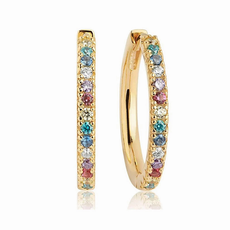 Sif Jakobs Ellera 18ct Gold Plated Sterling Silver Multicolour Zirconia Grande Hoop Earrings