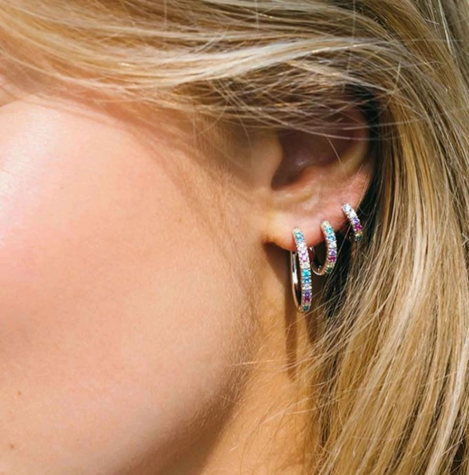 Sif Jakobs Ellera 18ct Gold Plated Sterling Silver Multicolour Zirconia Hoop Earrings