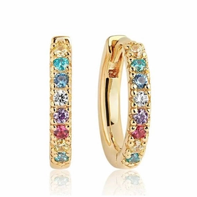 Sif Jakobs Ellera 18ct Gold Plated Sterling Silver Multicolour Zirconia Hoop Earrings