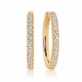 Sif Jakobs Ellera 18ct Gold Plated Sterling Silver White Zirconia Grande Hoop Earrings