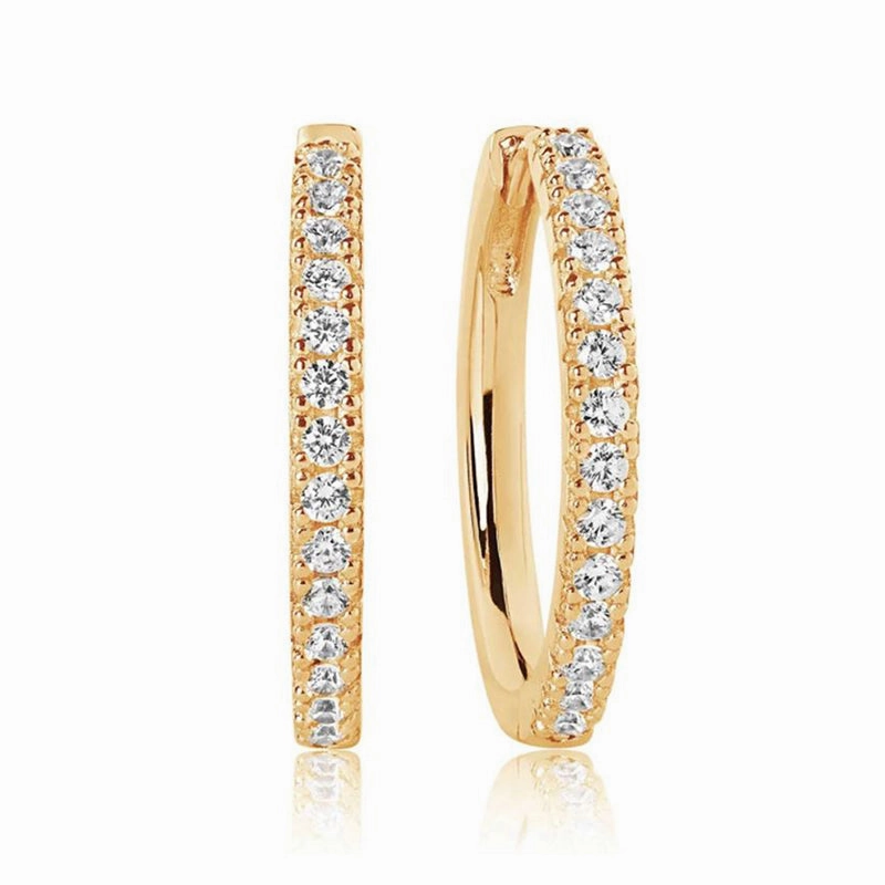 Sif Jakobs Ellera 18ct Gold Plated Sterling Silver White Zirconia Grande Hoop Earrings