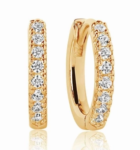 Sif Jakobs Ellera 18ct Gold Plated Sterling Silver White Zirconia Hoop Earrings