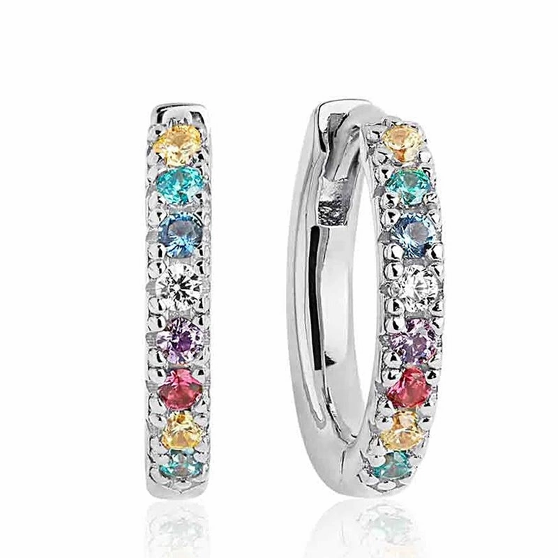 Sif Jakobs Ellera Sterling Silver Multicolour Zirconia Hoop Earrings