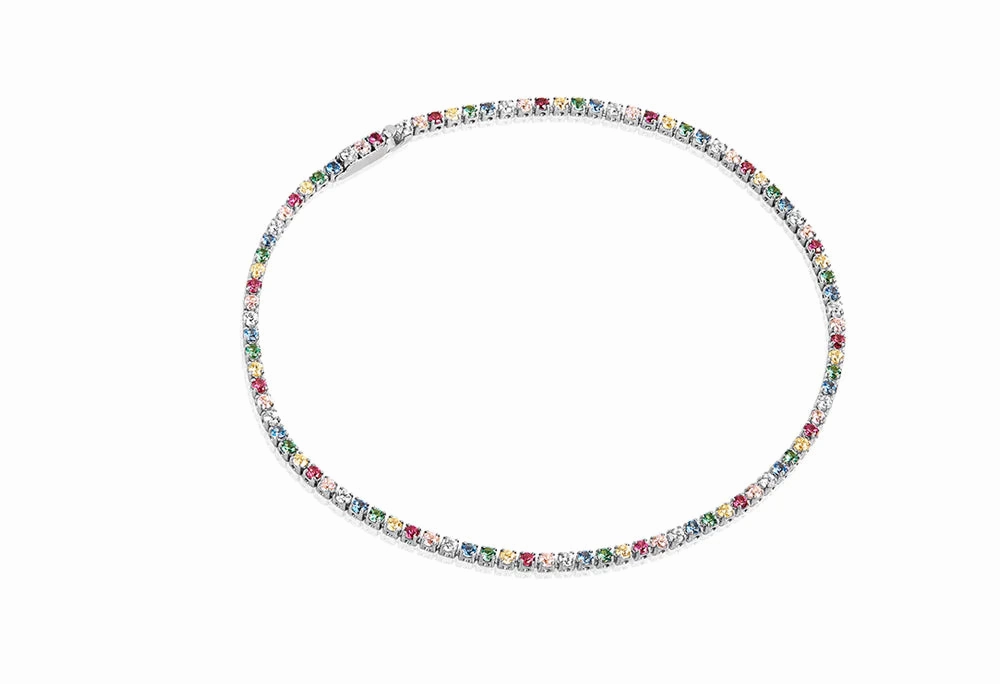Sif Jakobs Ellera Sterling Silver Multicoloured Zirconia Tennis Bracelet D