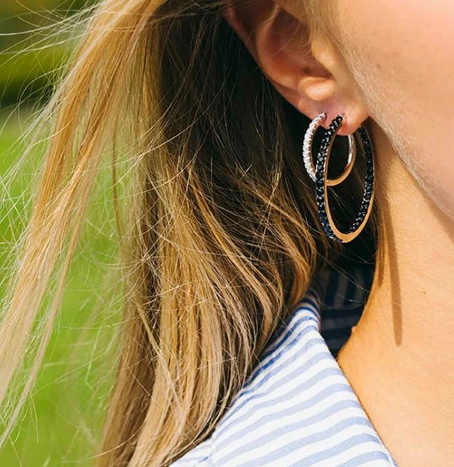 Sif Jakobs Ellera Sterling Silver White Zirconia Grande Hoop Earrings