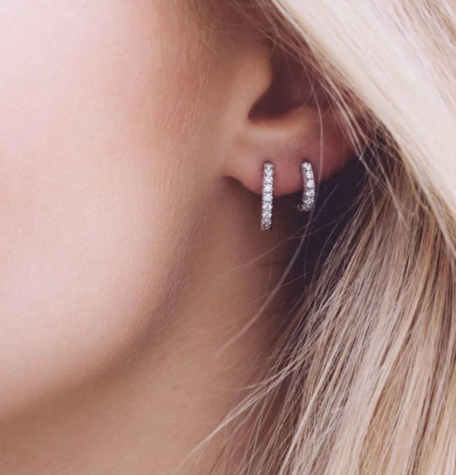 Sif Jakobs Ellera Sterling Silver White Zirconia Hoop Earrings