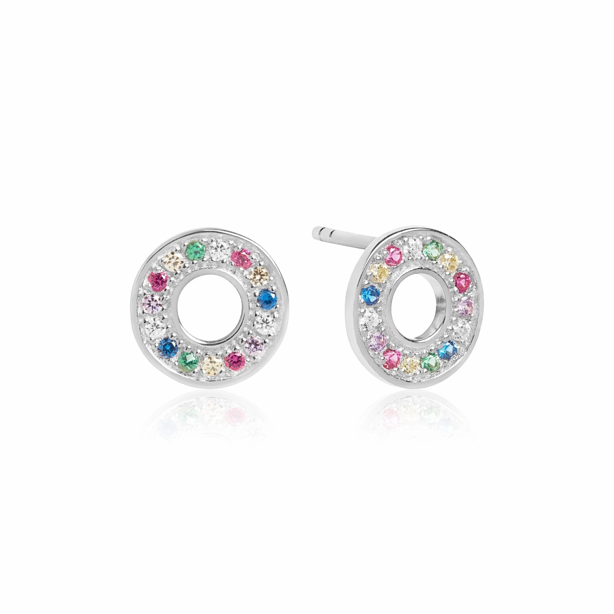 Sif Jakobs Valiano Sterling Silver Multicoloured Zirconia Stud Earrings D