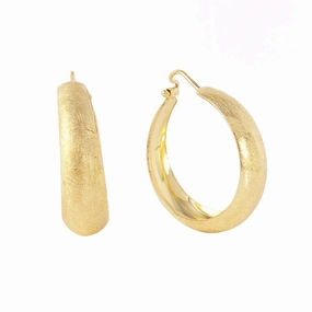 Silver 925 Gold Plated Thin Hoop Earrings - ITE00079GP