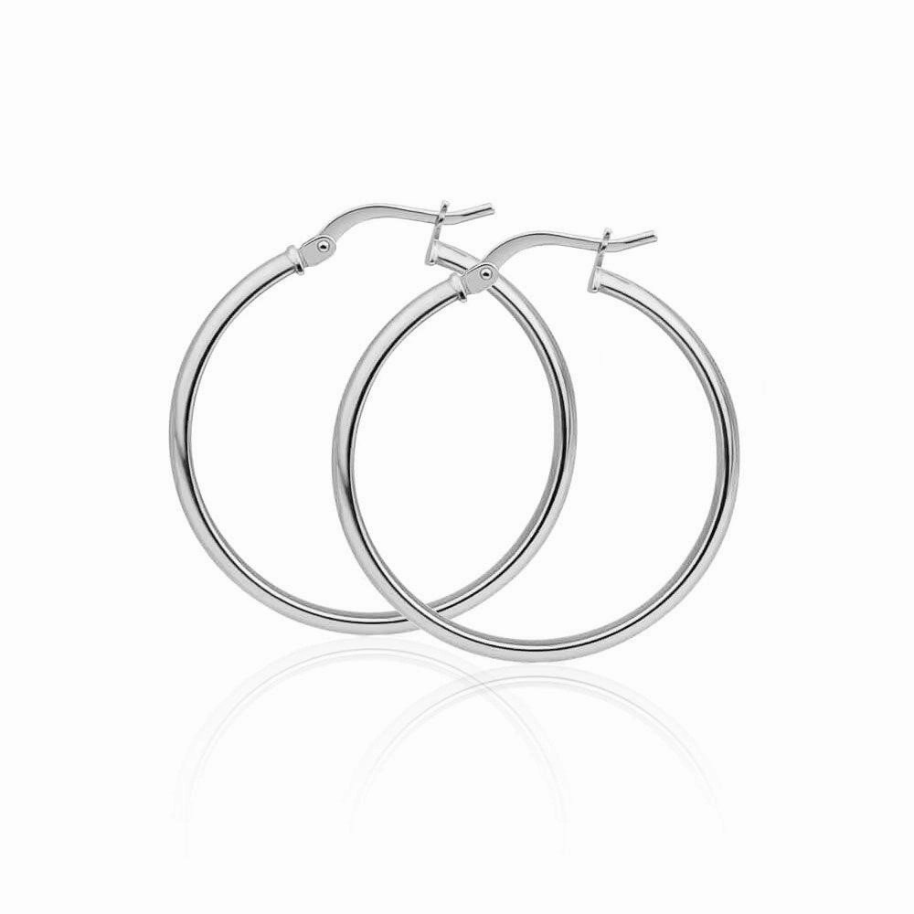 Silver 925 High Polished Hoop Earrings 1.5mm - HP02-1.5