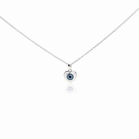 Silver 925 Rhodium Plated Clear CZ Heart Pendant Necklace - STP01011