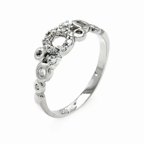 Silver 925 Rhodium Plated Clear CZ Open Bubbles Ring - BGR00517