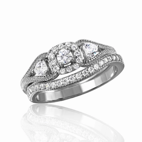 Silver 925 Rhodium Plated Engagement Ring - BGR01040