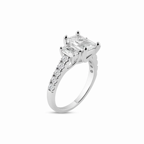 Silver 925 Rhodium Plated Micro Pave CZ Past Present Future Ring - ACR00003