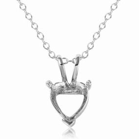 Silver 925 Rhodium Plated Mounting Heart Necklace - BGP01059