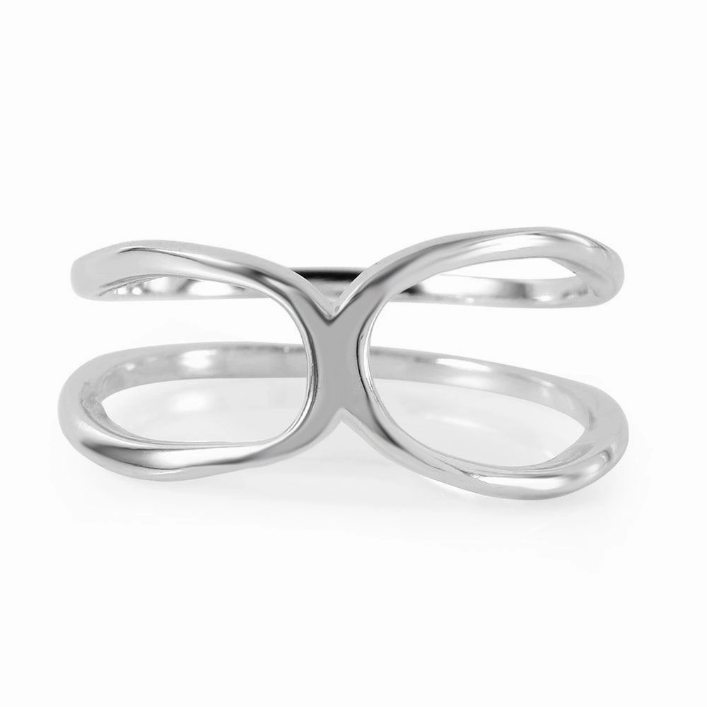 Silver 925 Rhodium Plated Open Pringle Hyperbolic Paraboloid Ring - BGR00958