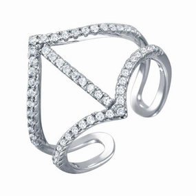 Silver 925 Rhodium Plated Open Shank CZ Encrusted Ring - BGR00964