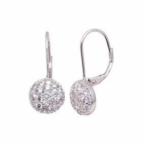 Silver 925 Rhodium Plated Round CZ huggie hoop Earrings - STE00617