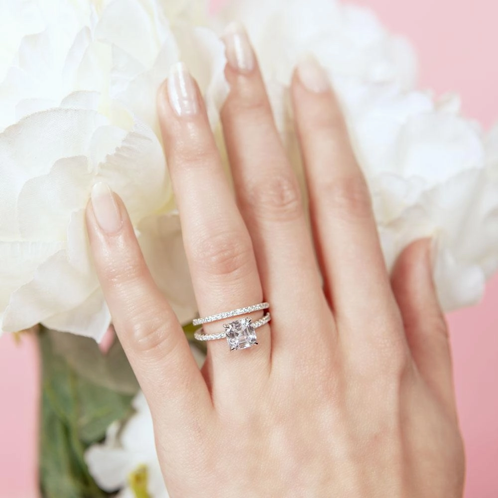Silver 925 Rhodium Plated Stackable CZ Bridal Ring - GMR00080