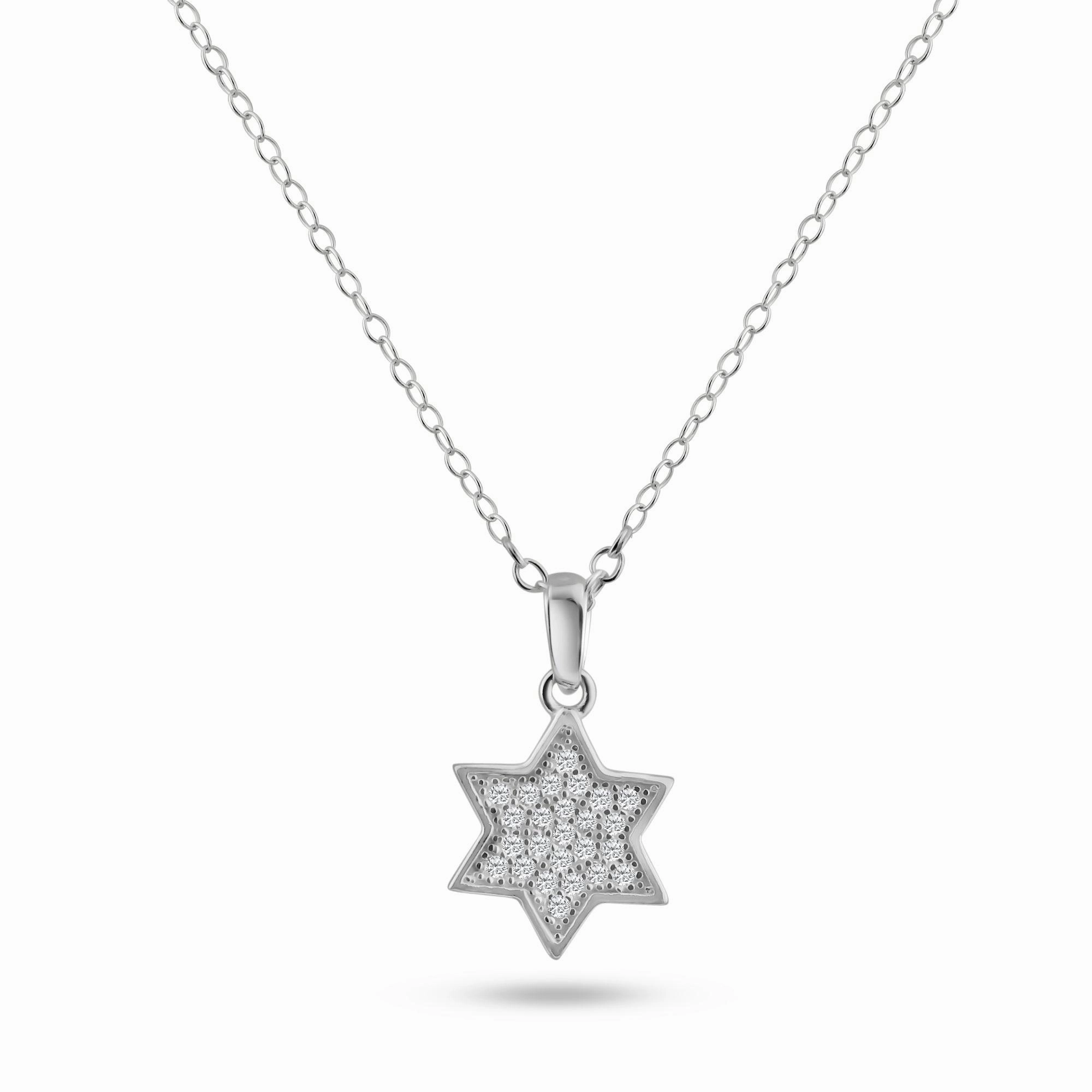 Silver 925 Rhodium Plated Star CZ Dangling Pendant - ACP00026