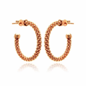 Silver 925 Rose Gold Plated Crescent Hoop Earrings - ITE00038RGP
