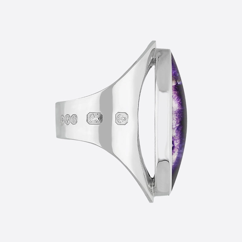Silver Blue John King's Coronation Hallmark Large Oval Ring D
