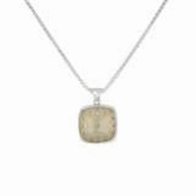 Silver Rose Quartz Alice in Wonderland Small Square Necklace