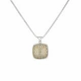 Silver Rose Quartz Alice in Wonderland Small Square Necklace