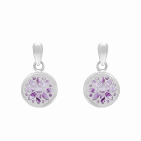 Sterling Silver 10mm Blue John Sunflower Chatsworth Dcor Round Drop Earrings