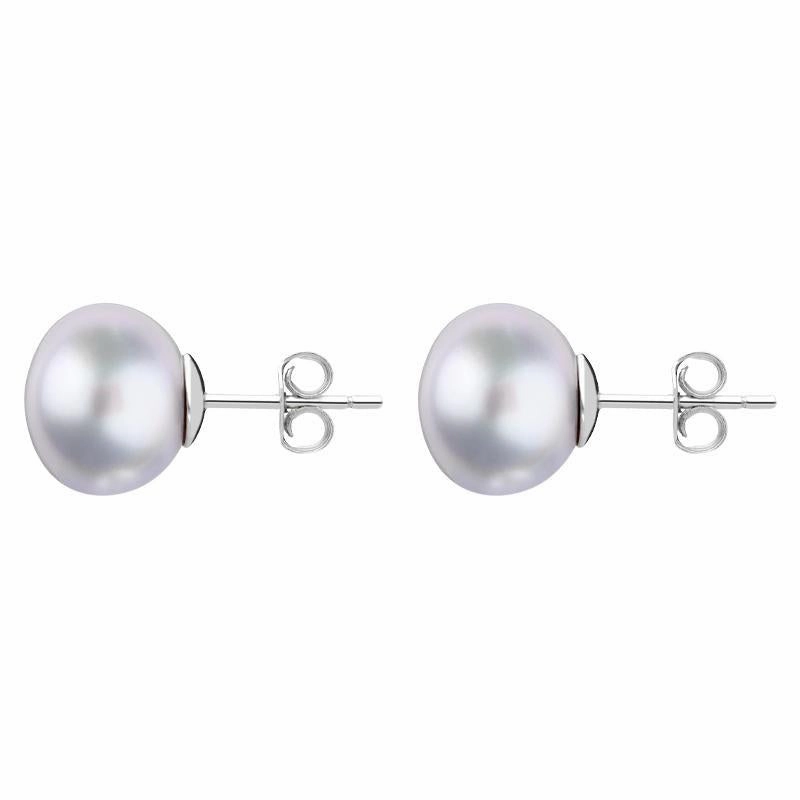 Sterling Silver 10mm Grey Freshwater Pearl Stud Earrings