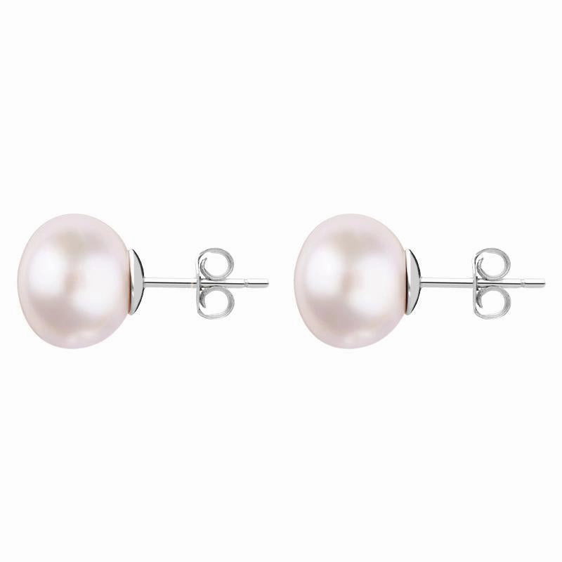 Sterling Silver 10mm Pink Freshwater Pearl Stud Earrings
