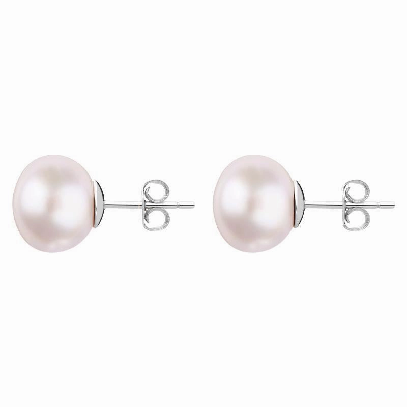 Sterling Silver 10mm Pink Freshwater Pearl Stud Earrings