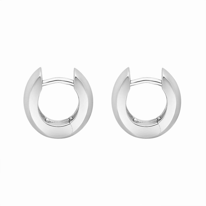 Sterling Silver 13x12mm Satin Domed Hoop Earrings