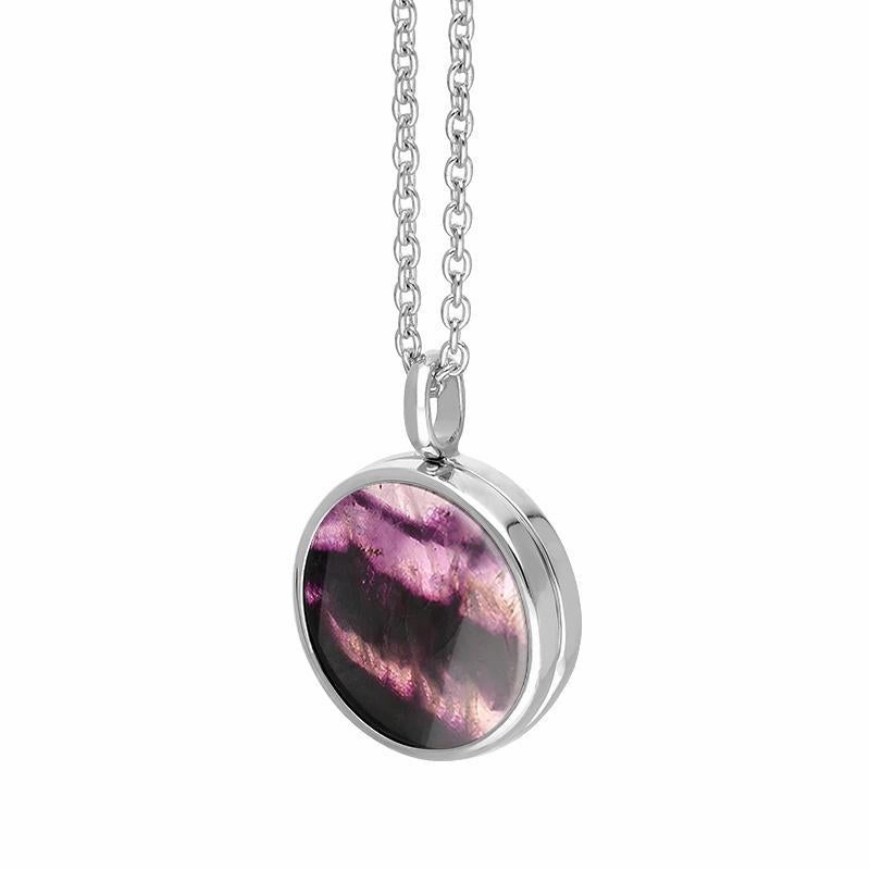 Sterling Silver 15mm Blue John Round Locket with Chain