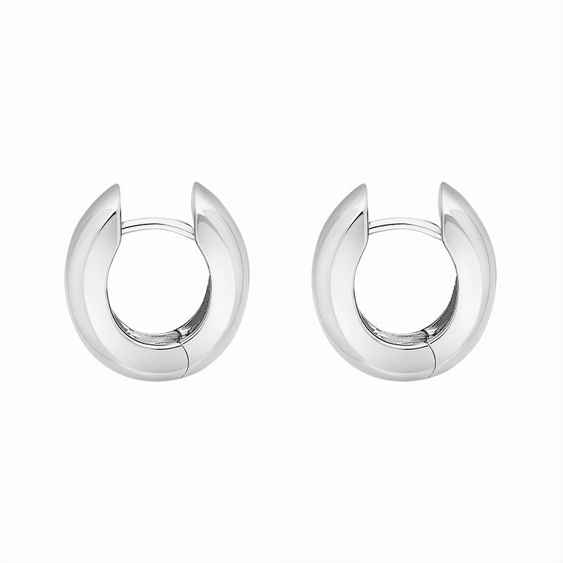 Sterling Silver 15x14mm Oval Domed Hoop Earrings