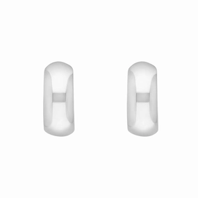 Sterling Silver 15x14mm Oval Domed Hoop Earrings
