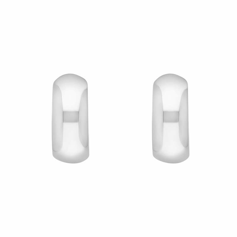 Sterling Silver 15x14mm Oval Domed Hoop Earrings