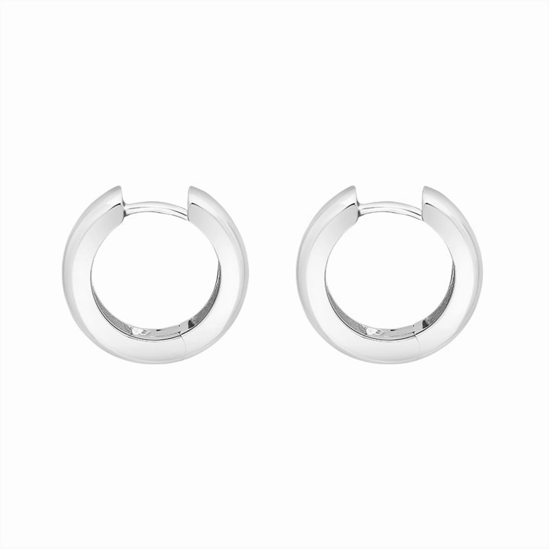 Sterling Silver 16mm Round Domed Hoop Earrings