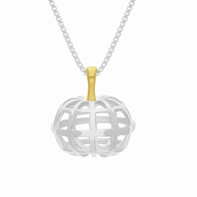 Sterling Silver 18ct Yellow Gold Plated House & Garden Pumpkin Small Pendant